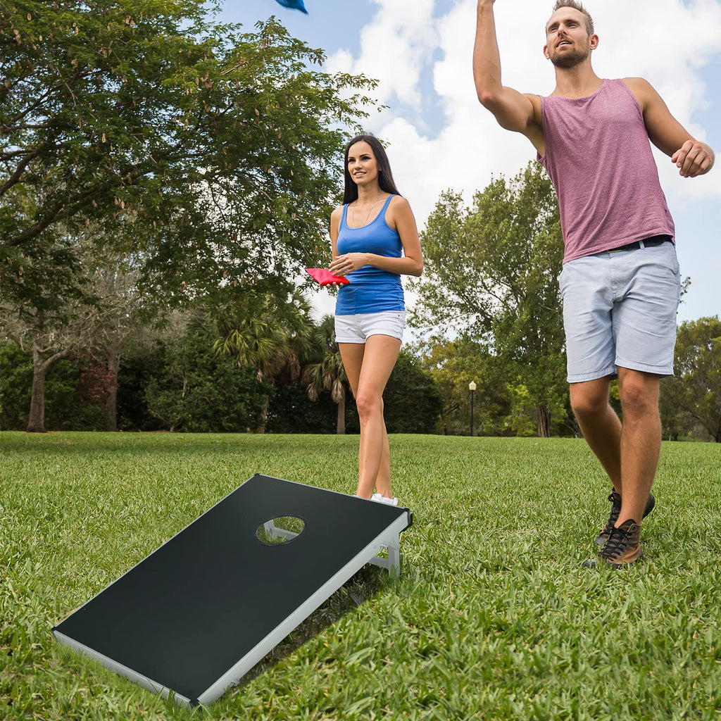 Tangkula Cornhole Set Outdoor, Foldable Aluminum Cornhole Boards With 8 Corn Hole Bean Bags For Teens And Adults, Carrying Case,