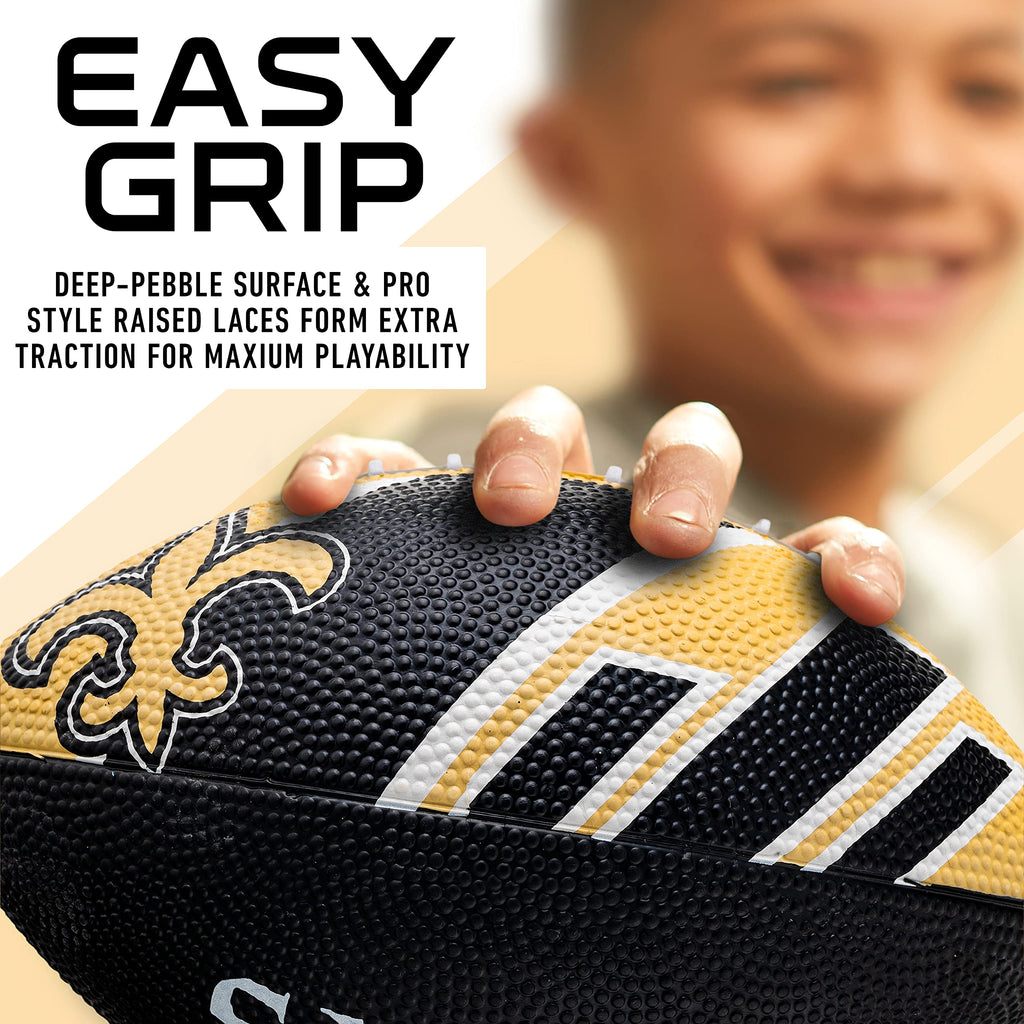 Franklin Sports Nfl New Orleans Saints Football - Youth Football - Mini 8.5'' Rubber Ball - Perfect For Kids - Team Logos And Co