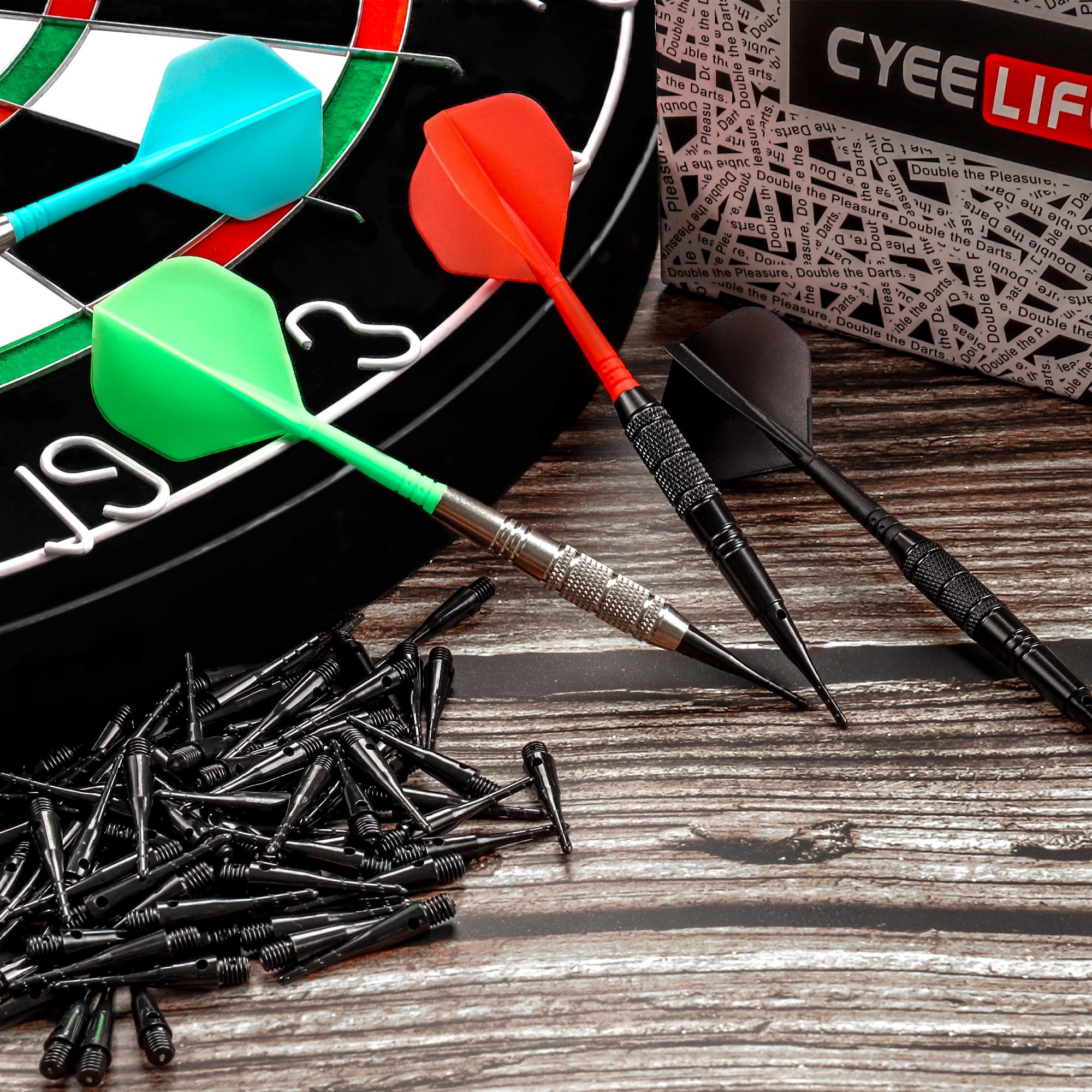 Cyeelife Darts Plastic Tip,Soft Tip Darts Set,12 Pcs 18 Gram With 50 Extra Dart Tips For Electronic Dartboard