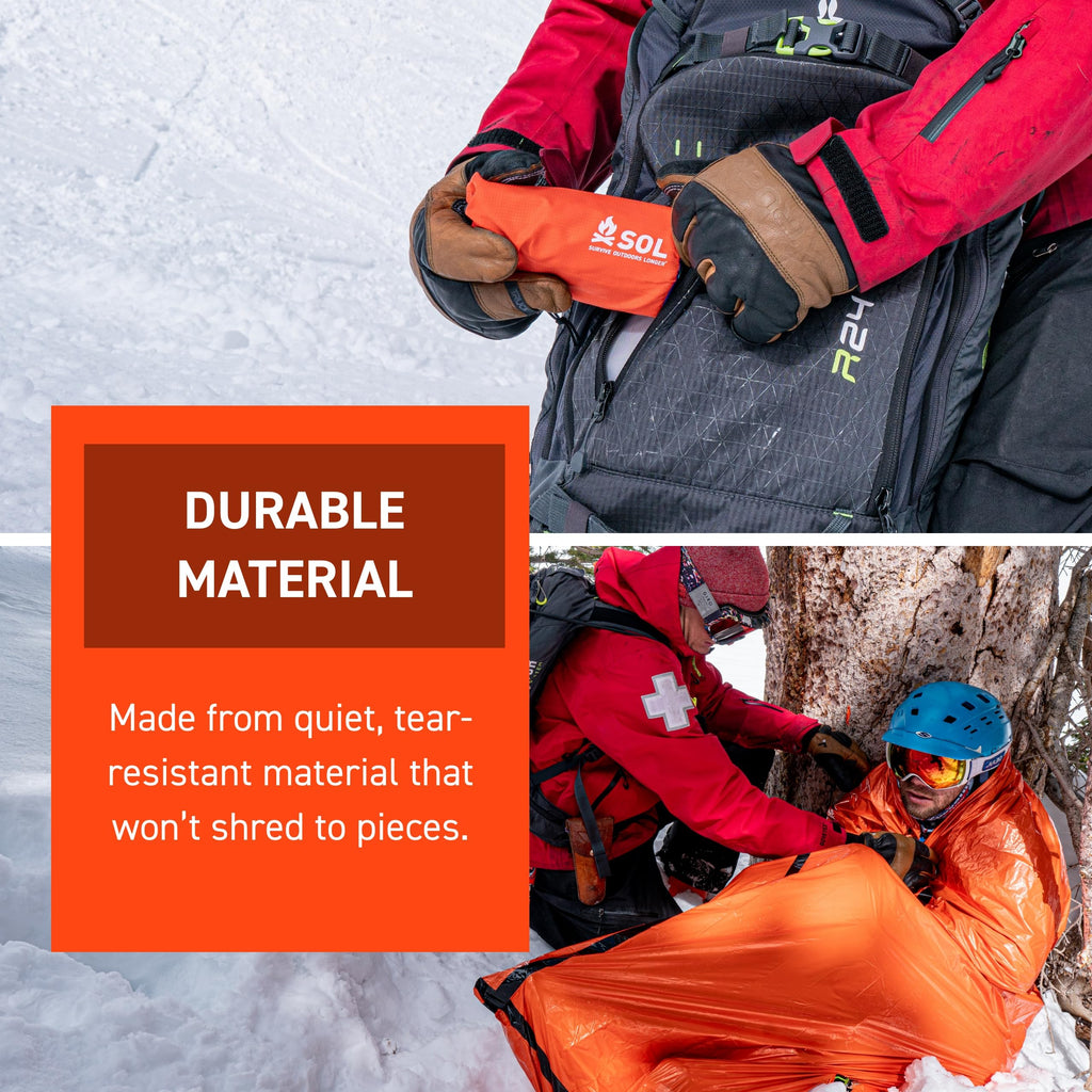 S.O.L. Survive Outdoors Longer Sol Emergency Bivvy Xl W/Rescue Whistle - Reflects Up To 90% Body Heat - Waterproof Emergency Bla