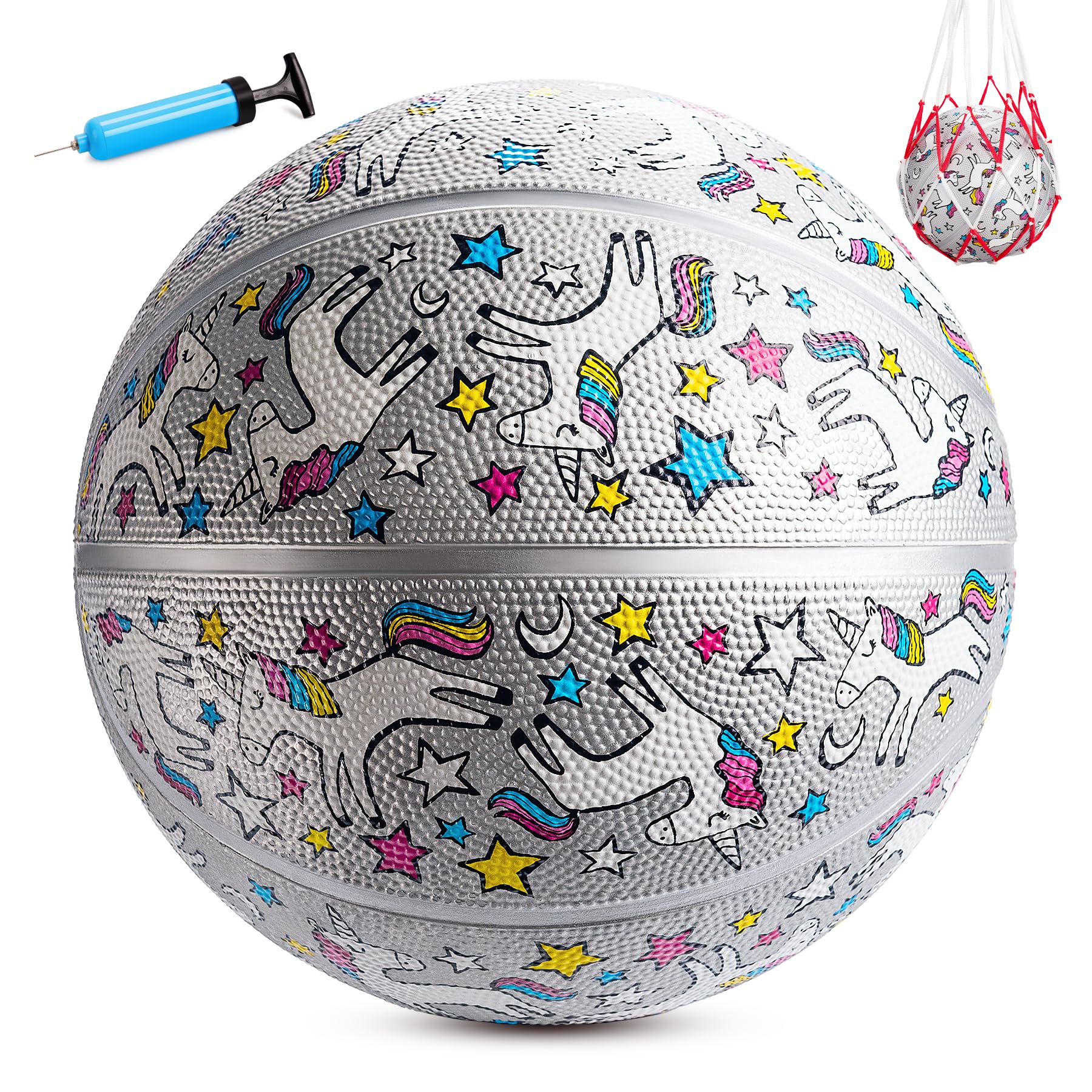 Inpodak Basketball 27.5 Inches Size 5 Unicorn Street Junior Basketball Classic Sport Ball Game Indoor Outdoor For Girl Kids Teen