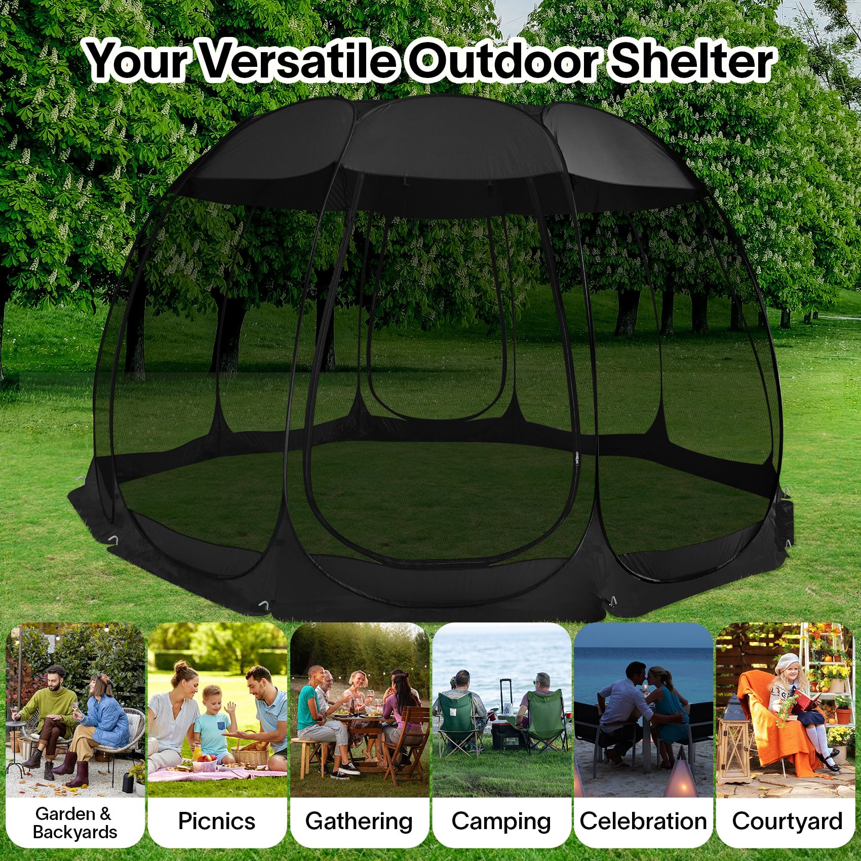 Alvantor Pop Up Screen House, Outdoor Mosquito Mesh Tent With Uv Resistant, Pop Up Canopy Easy Up, Foldable Screen Room For Camp