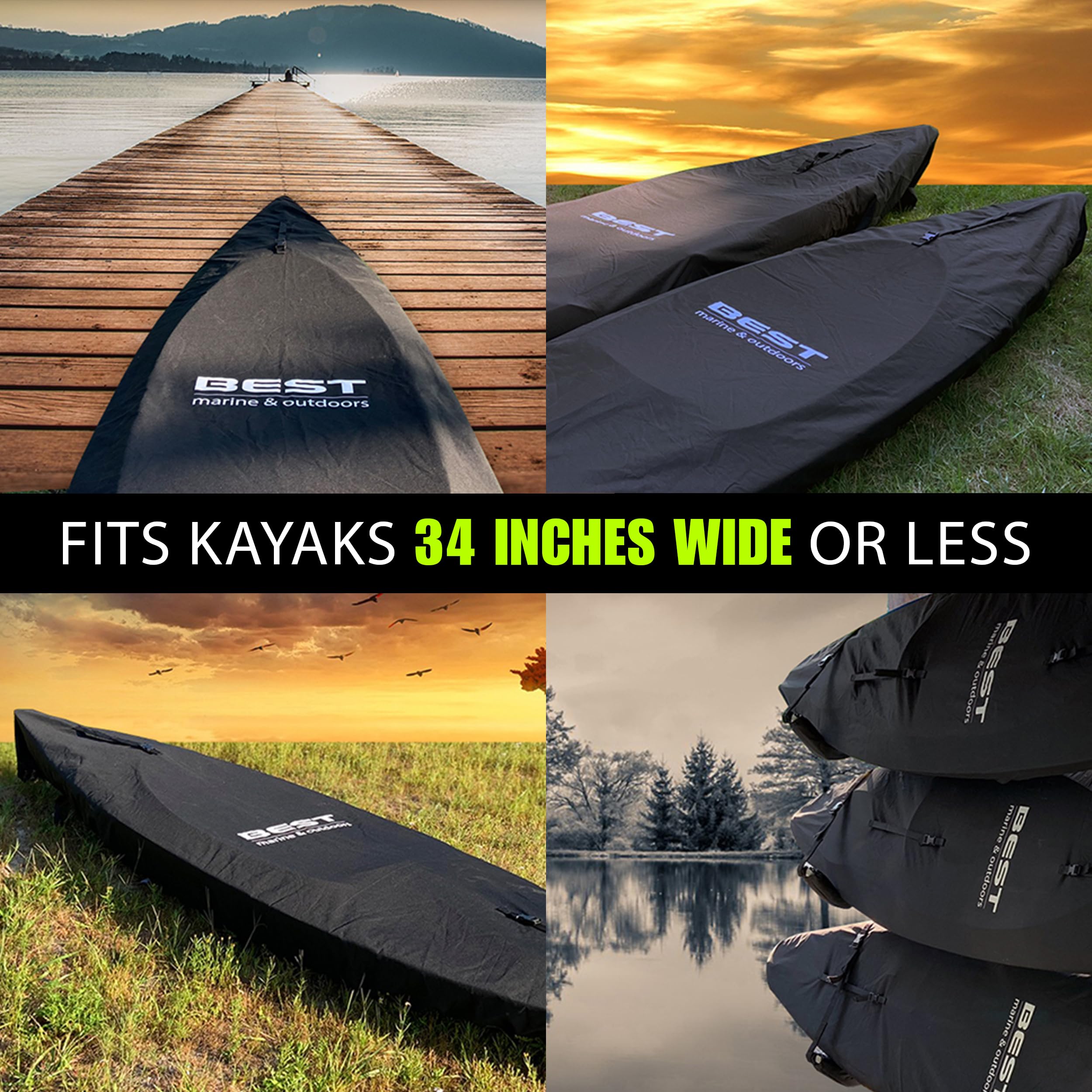 Best Marine And Outdoors Kayak Cover, Extra Thick 600D, Indoor Outdoor Storage, Sup Paddle Boards & Kayak Storage Accessories, F