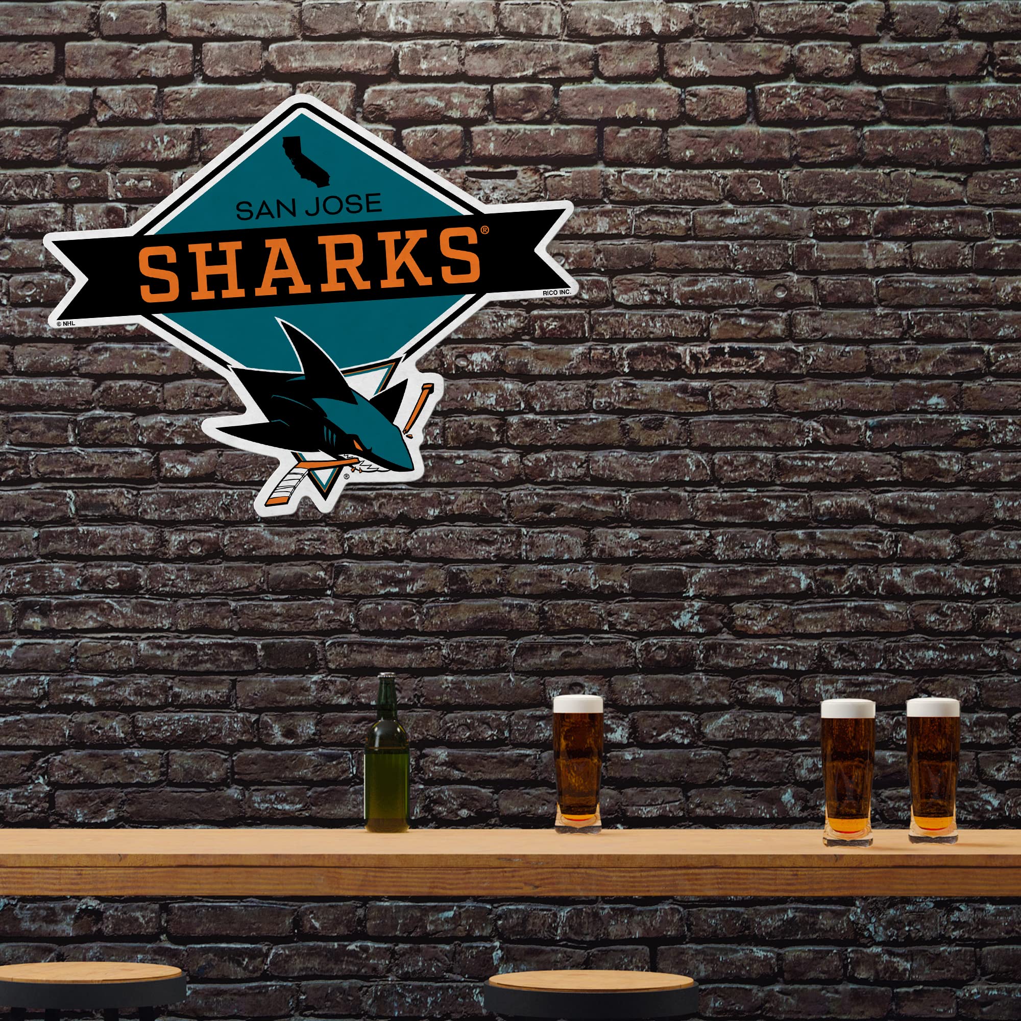 Rico Industries Nhl San Jose Sharks Diamond Shape Cut Pennant - Home And Living Room D  Cor - Soft Felt Ez To Hang