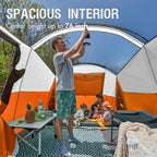 Portal 8 Person Family Tent For Camping With Screen Porch, Waterproof Large Camping Tent With Rainfly, Big Family Tents For Outd