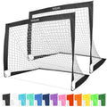 GoSports Team Tone 4 ft x 3 ft Portable Soccer Goals for Kids - Set of 2 Pop Up Nets for Backyard - Black