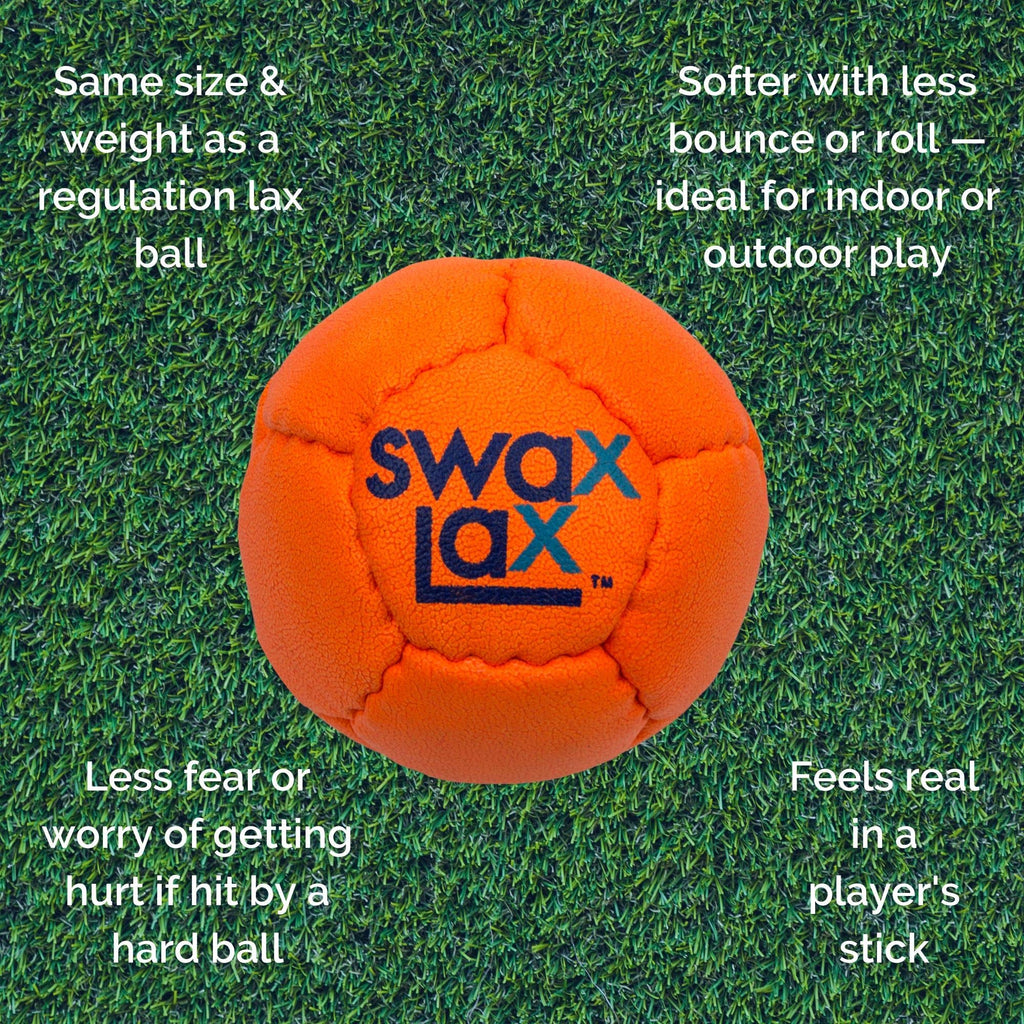 Swax Lax Lacrosse Training Ball - Indoor Outdoor Practice Less Bounce & Rebounds (Orange)