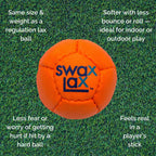 Swax Lax Lacrosse Training Ball - Indoor Outdoor Practice Less Bounce & Rebounds (Orange)