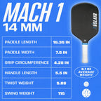 Volair Mach 1 Julian Arnold Signature Pickleball Paddle - Amazing Spin, Control And Power - Carbon Fiber Surface - Polypropylene
