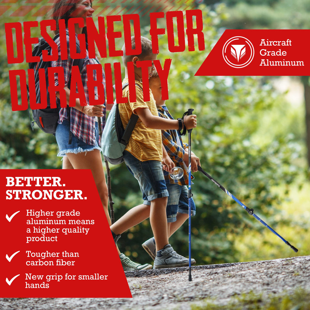 Trailbuddy Collapsible Hiking Poles - Pack Of 2 Trekking Poles For Hiking, Camping & Backpacking - Lightweight, Adjustable Alumi