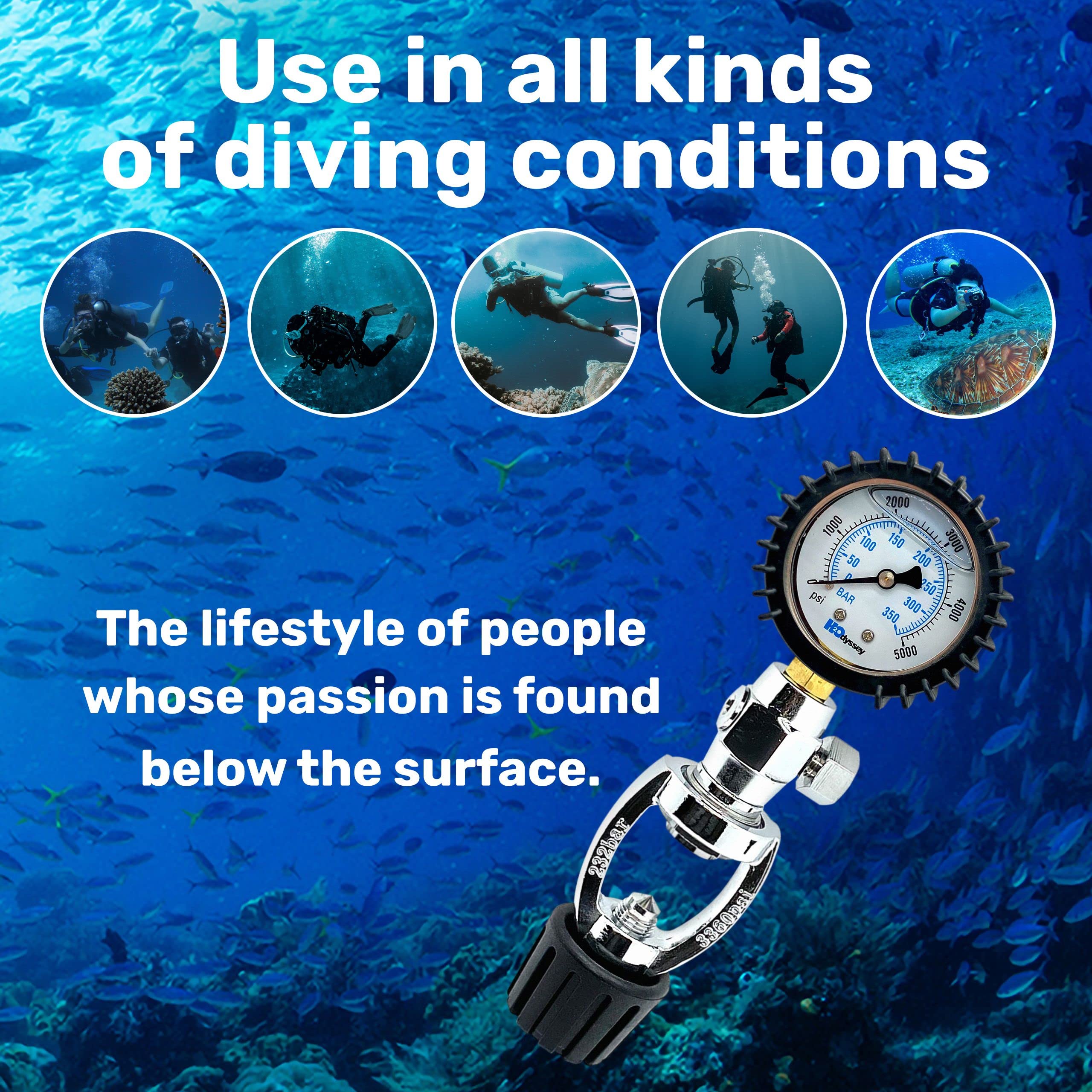 H2Odyssey Yoke Pressure Tester - Scuba Diving Gauge