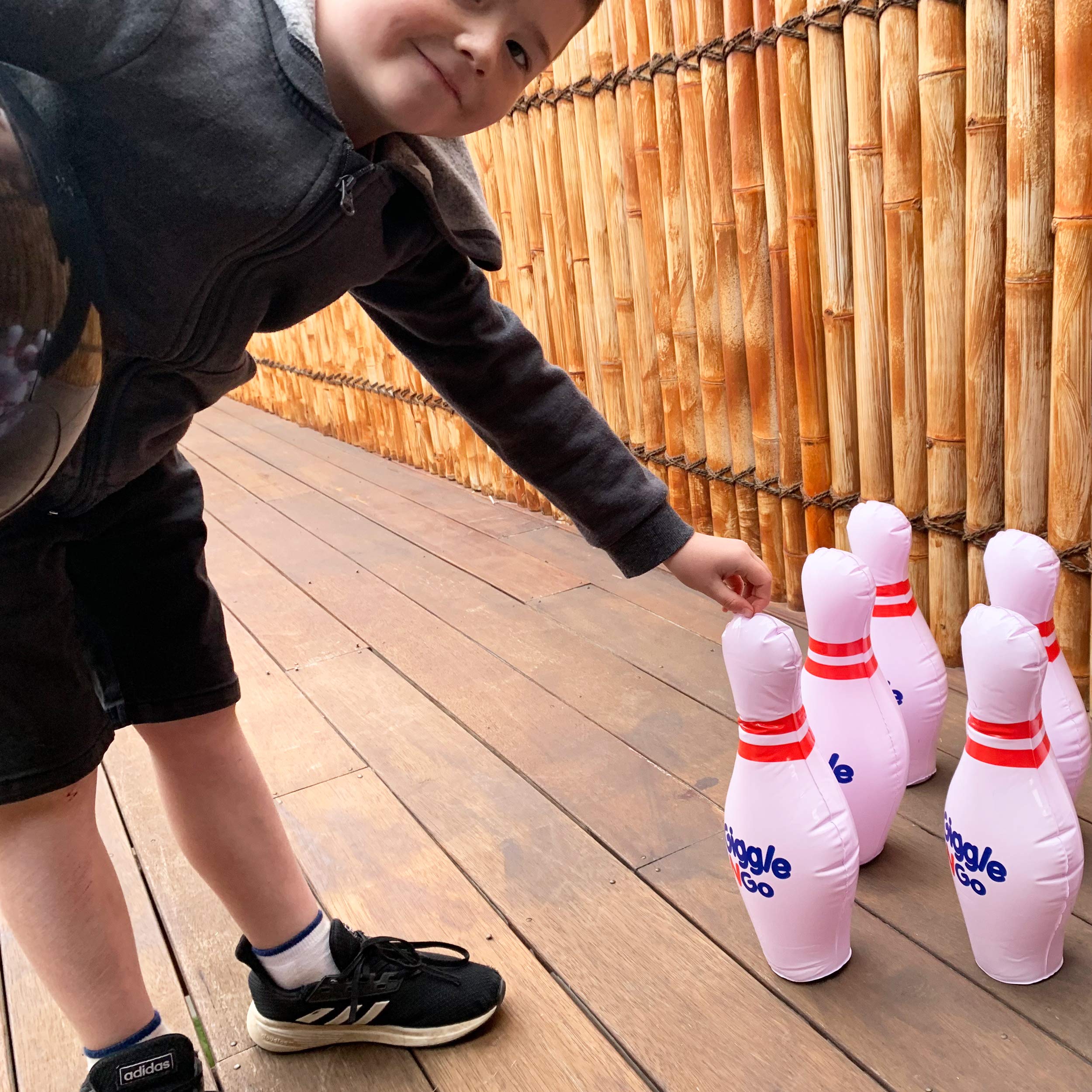 Giggle N Go Toddler Mini Bowling Set - Toddler Games Like Our Inflatable Bowling Game Are A Safe Option As Toddler Toys For Boys