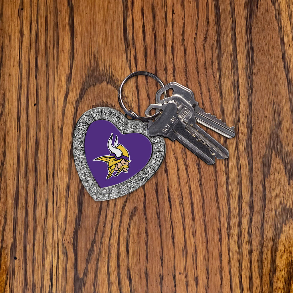 Rico Industries Nfl New York Giants Metal Rhinestone Heart Keychain