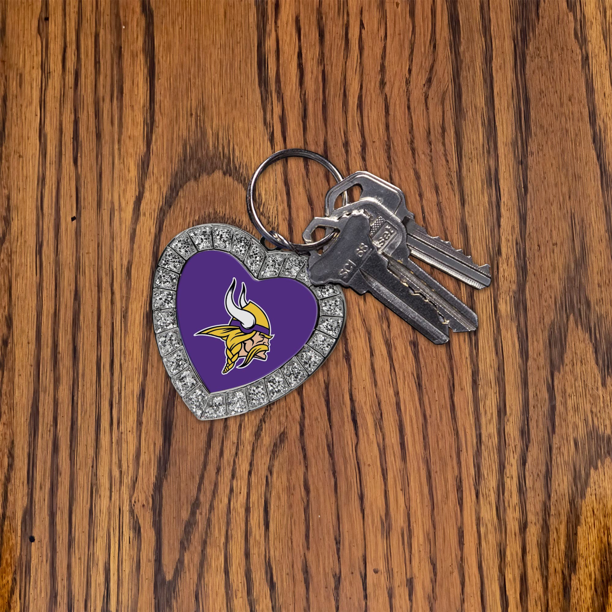 Rico Industries Nfl New York Giants Metal Rhinestone Heart Keychain