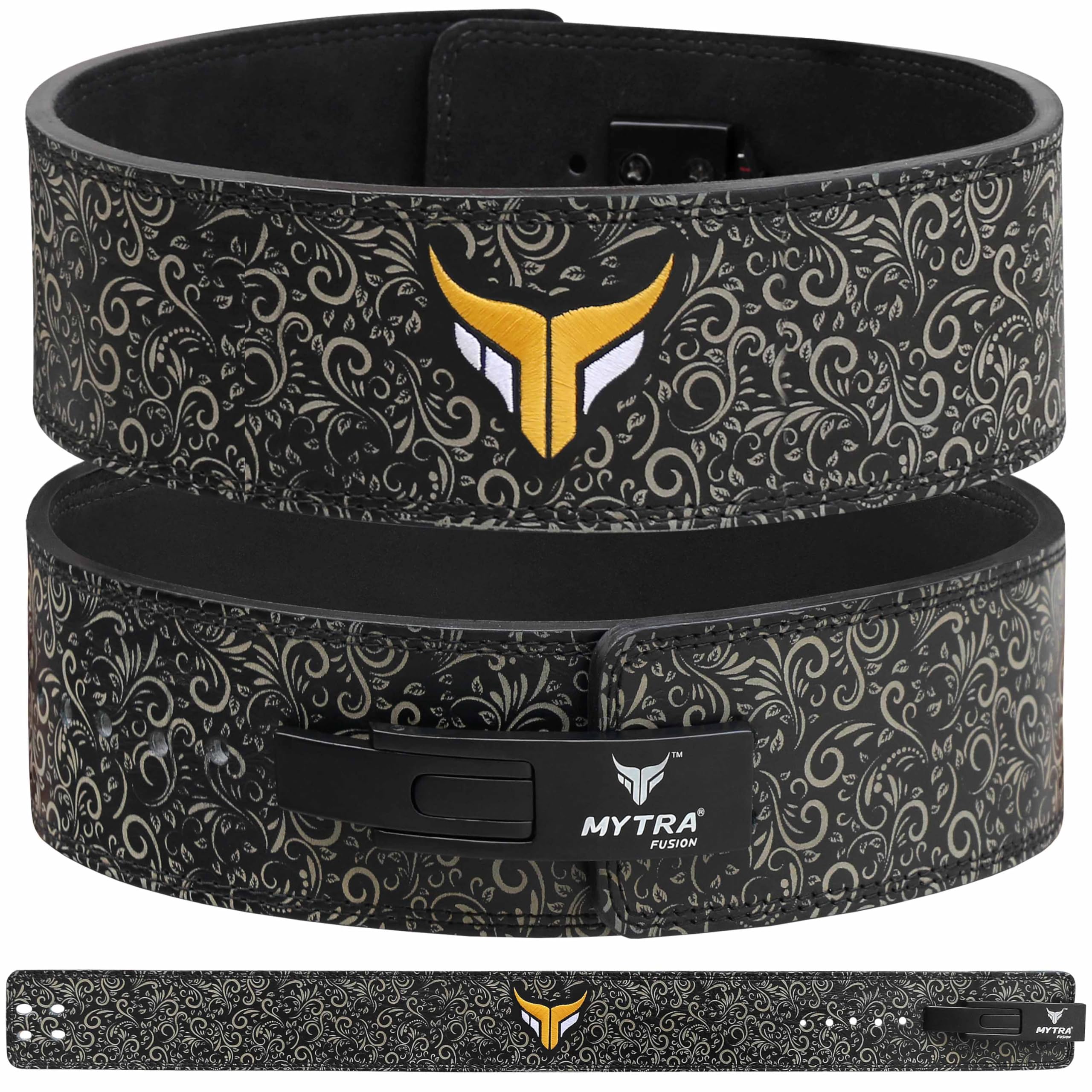 Mytra Fusion Gym Belt Whit Buckle Weight Lifting Belt For Gym, Fitness, Workout, Women & Men Weightlifting Belt (Black, S)