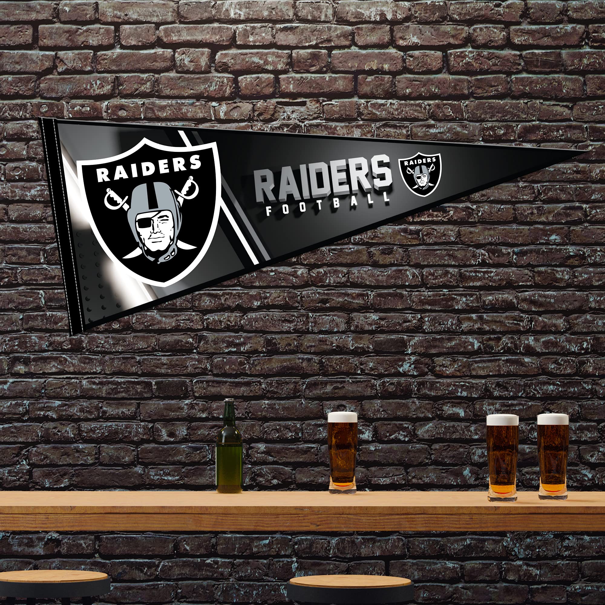 Rico Industries Nfl Football Las Vegas Raiders Primary 12'' X 30'' Felt Wall D  Cor Pennant - Great For Home/Bed Room/Man Cave D