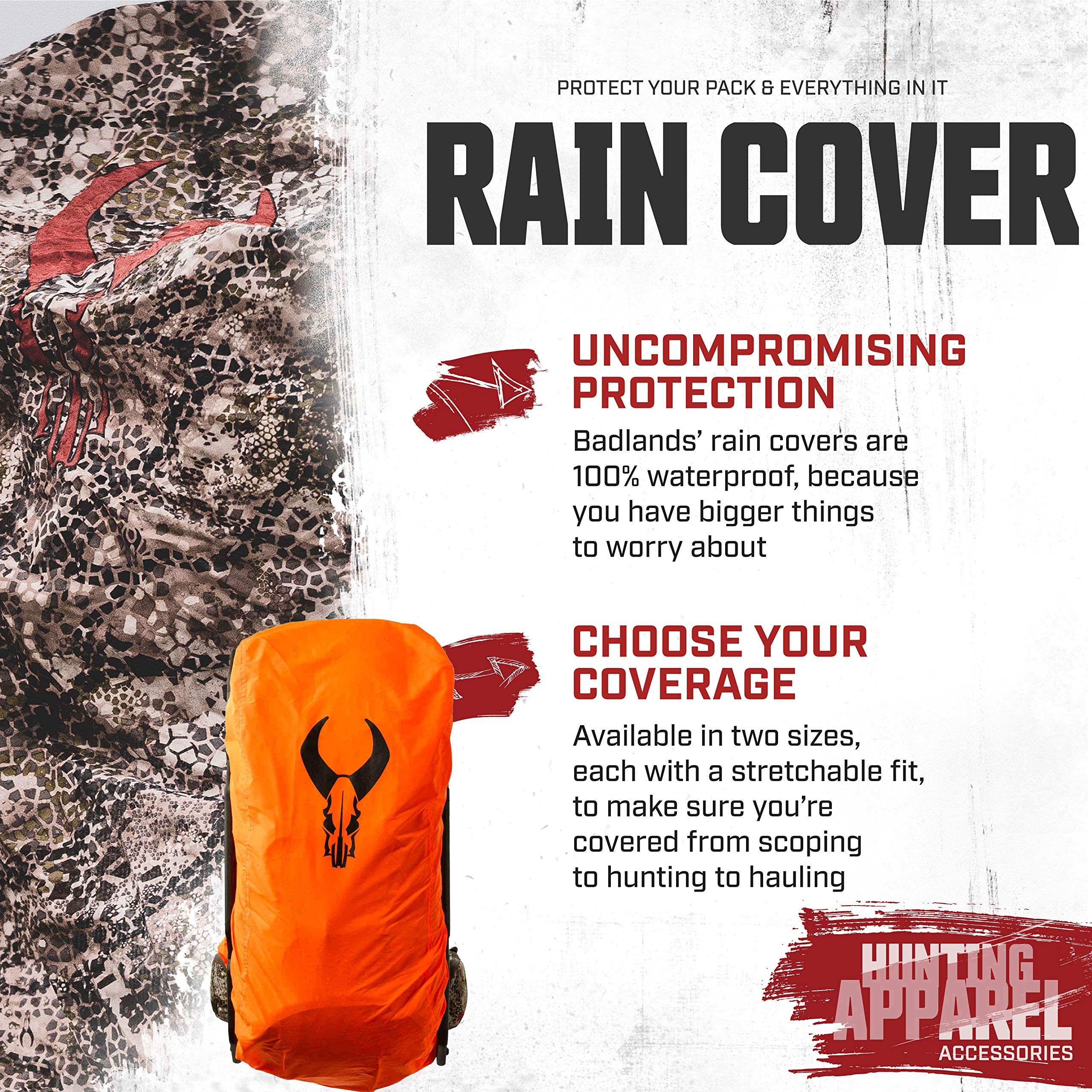 Badlands Rain Cover For Hunting Packs, Blaze, Large