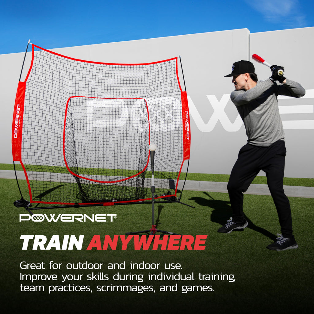 Powernet Corbin Carroll Baseball Softball Batting Tee | Hitting Drill Coaching Aid | Adjustable Height 27.5'' - 44'' | Portable