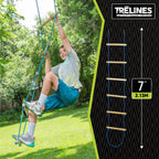 Trelines 7' Wooden Climbing Rope Ladder - The Ultimate Kids' Ninja Warrior Obstacle Course Accessory - Perfect For Enhancing A N