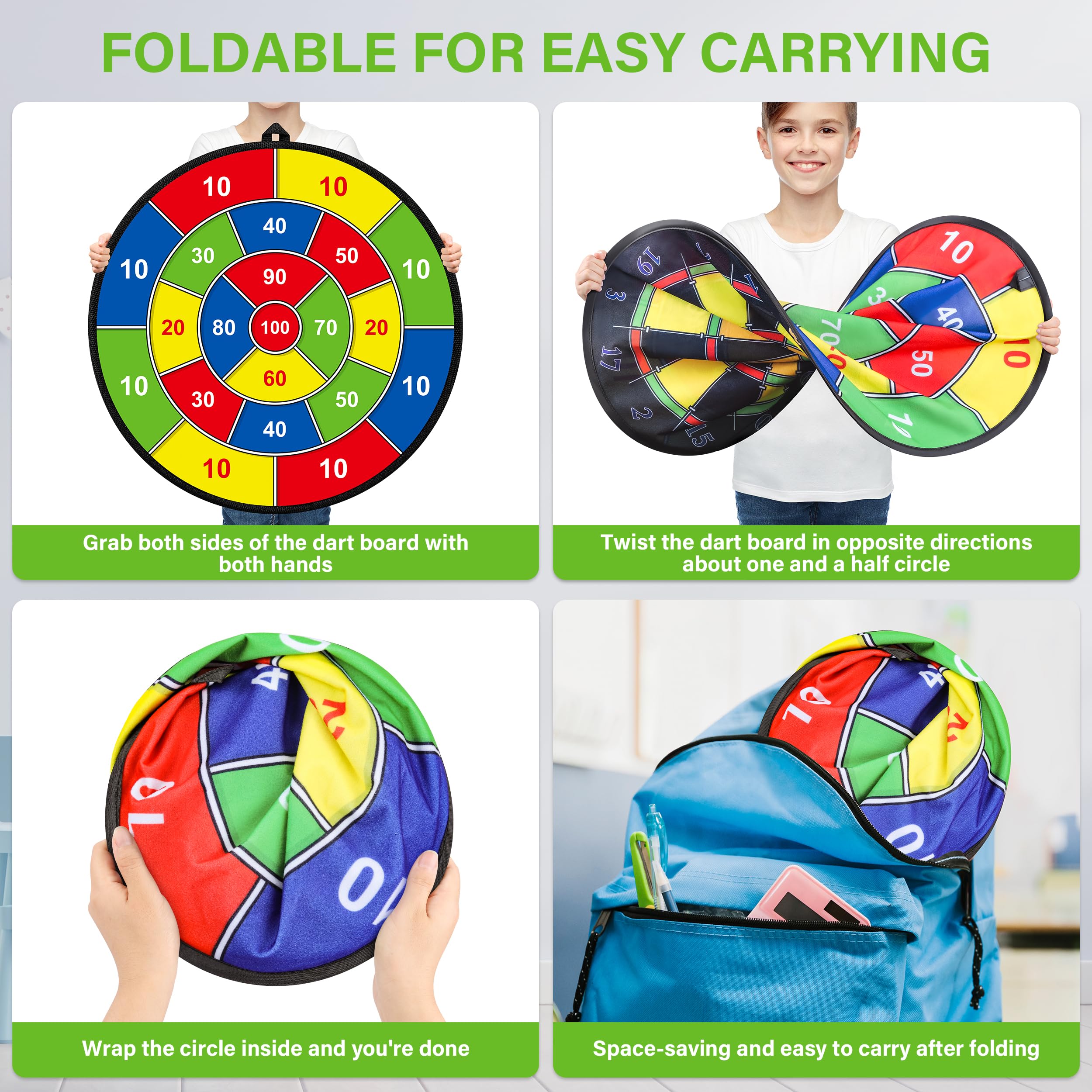 29'' Large Dart Board For Kids, Kids Double-Sided Dart Board With Sticky Balls And Darts, Indoor/Outdoor Sport Fun Party Play Ga