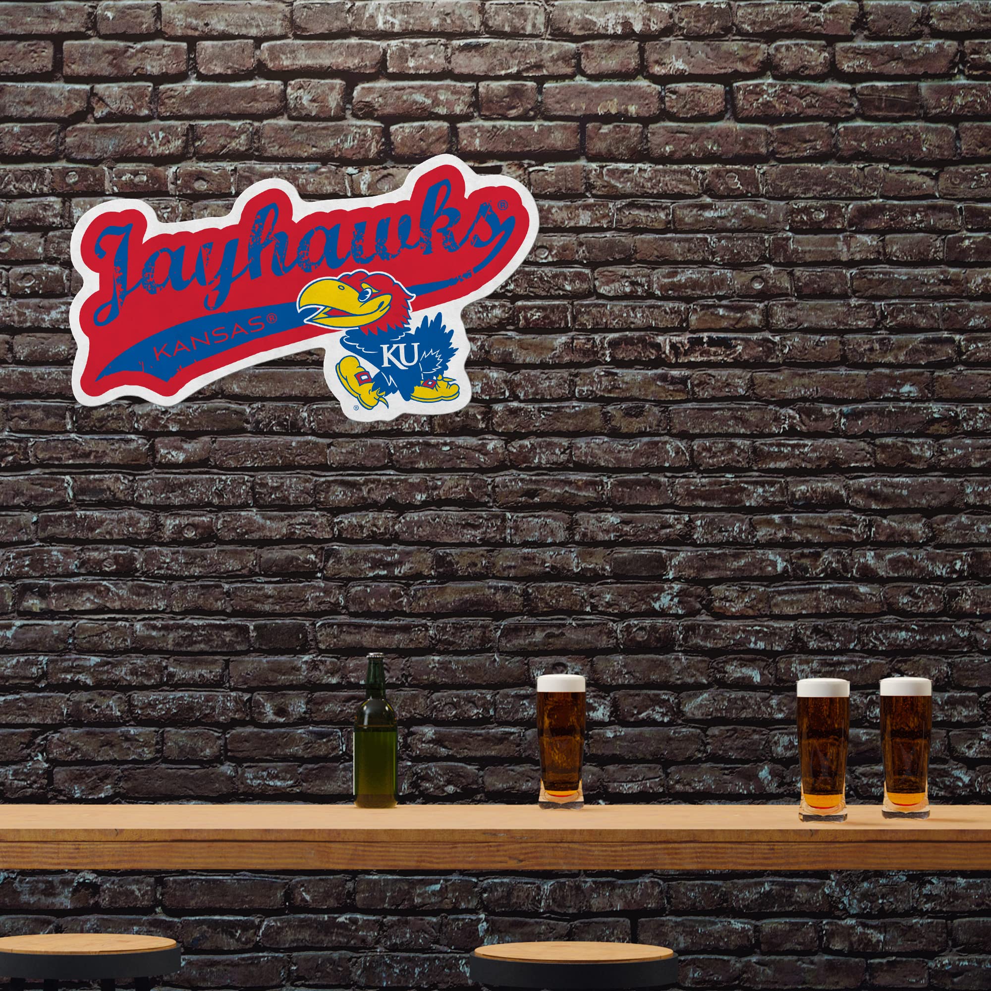 Rico Industries Ncaa Kansas Jayhawks Distressed Shape Cut Pennant - Home And Living Room D  Cor - Soft Felt Ez To Hang