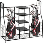 Home-It Golf Bag Sports Dual Golf Storage Organizer Golf Organizer Rack