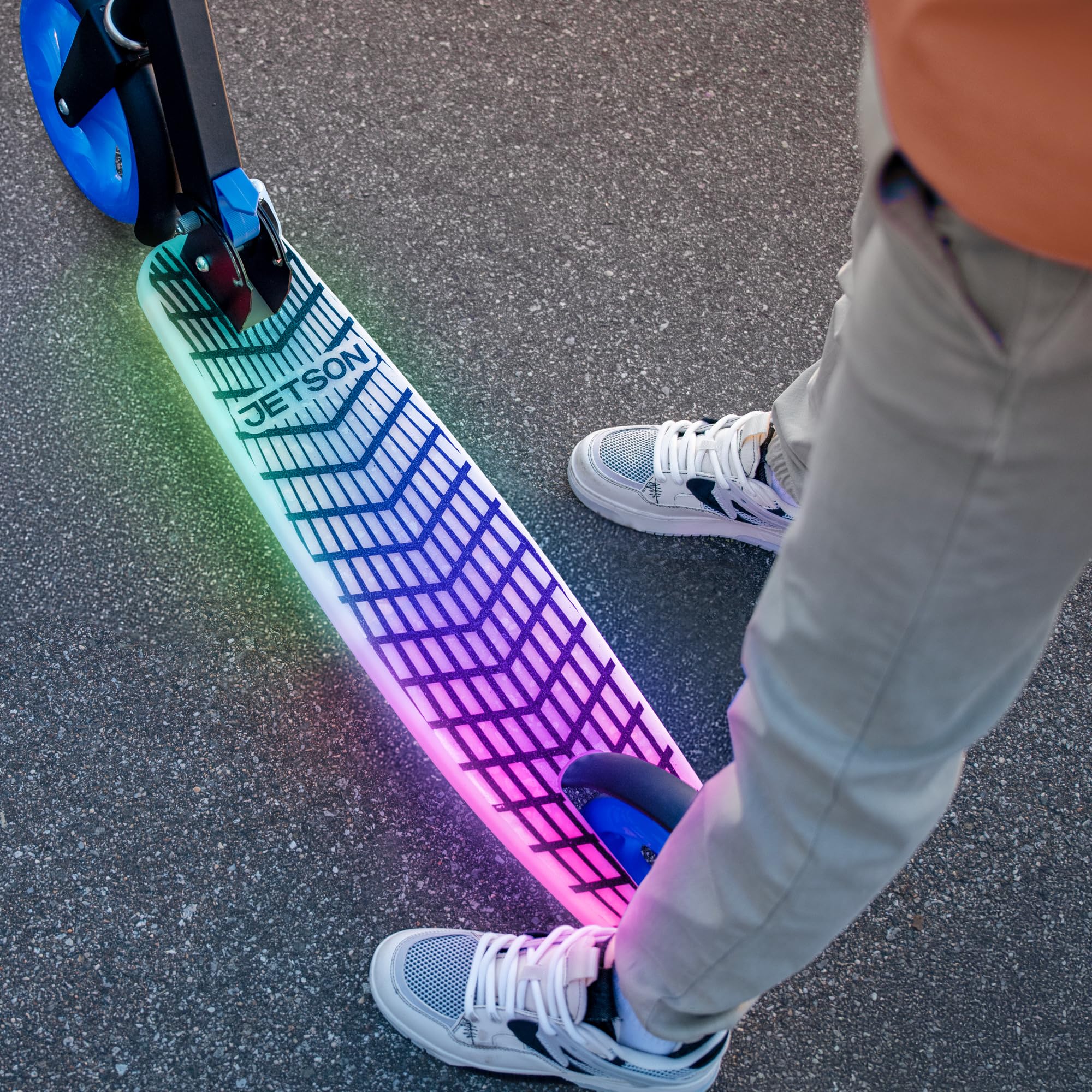 Jetson Kids 2-Wheel Light-Up Kick Scooter, LED Lights on Handlebar, Stem, Wheels & Deck, Adjustable Handlebar, Rear Brake, Easy-