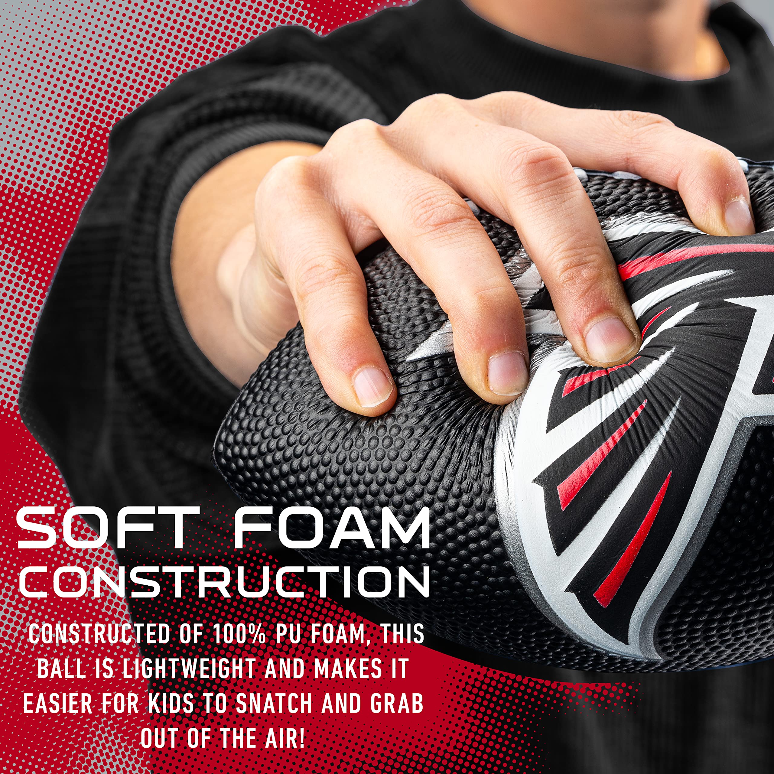 Franklin Sports Nfl Atlanta Falcons Football - Kids Foam Football - Soft Football - Mini Size - Perfect For Gameday - 8.5'' 3D L
