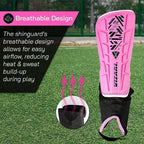 Vizari Malaga Soccer Shin Guards for Youth & Adults -Lightweight Ankle Protection – Pink