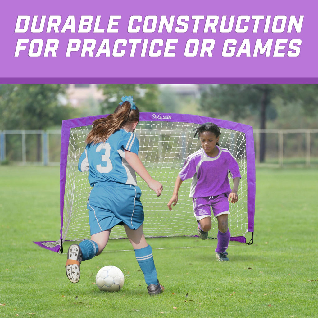 Gosports Team Tone 6 Ft X 4 Ft Portable Soccer Goal For Kids - Pop Up Net For Backyard - Purple