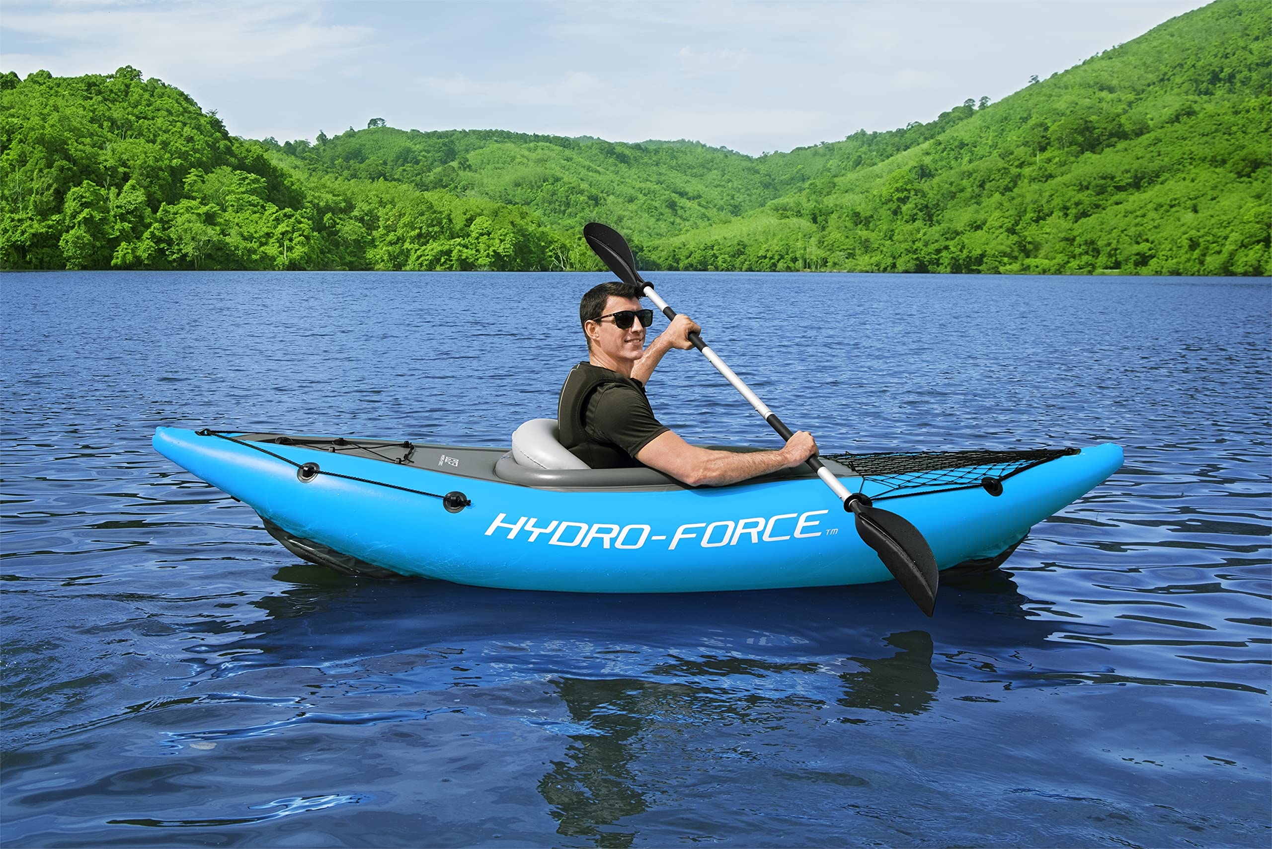 Bestway Hydro Force Inflatable Kayak Set  Includes Seat, Paddle, Hand Pump, Storage Carry Bag  Great For Adults, Kids And Famili