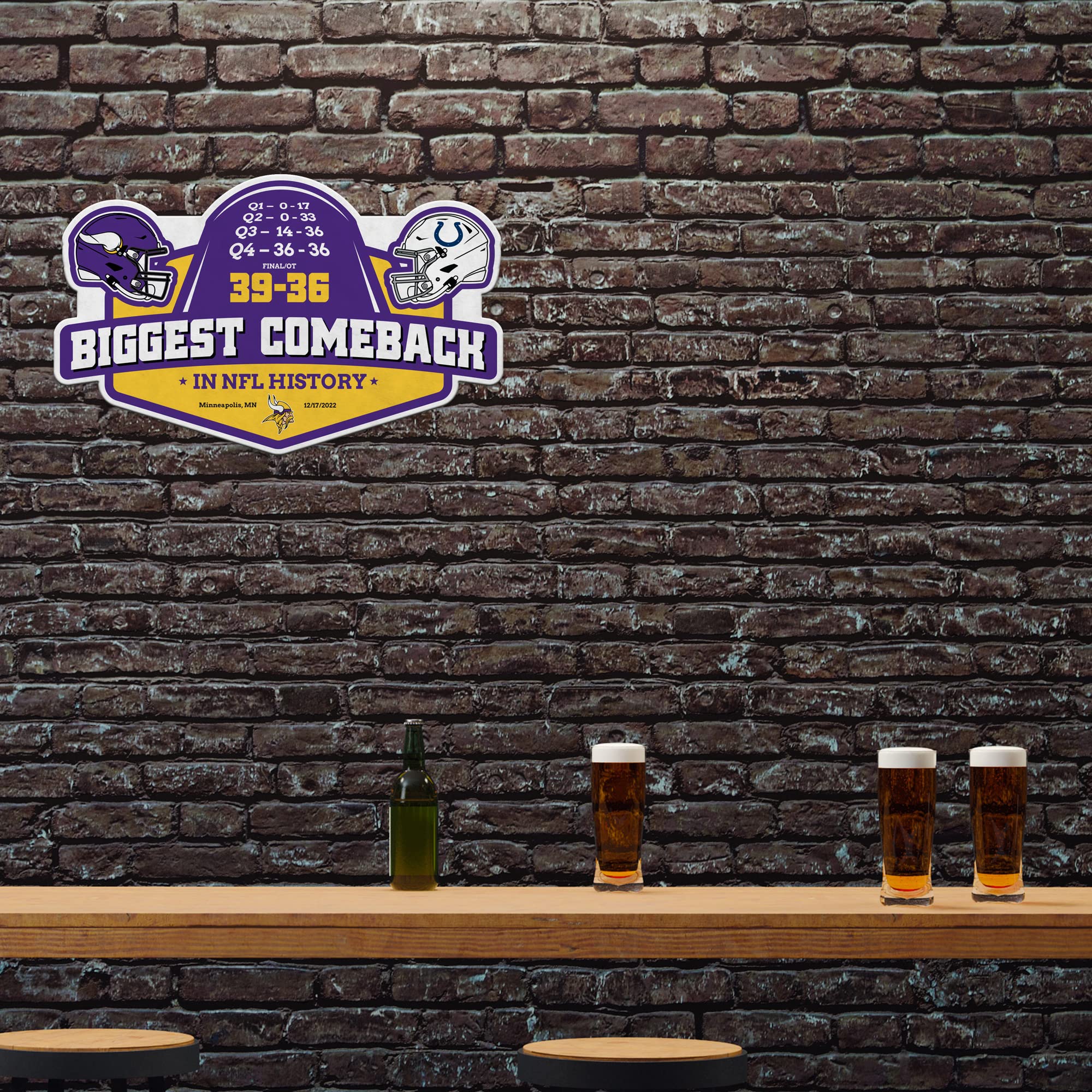 Rico Industries Nfl Minnesota Vikings Biggest Comeback Ever Shape Cut Pennant Shape Cut Pennant - Home And Living Room D  Cor -