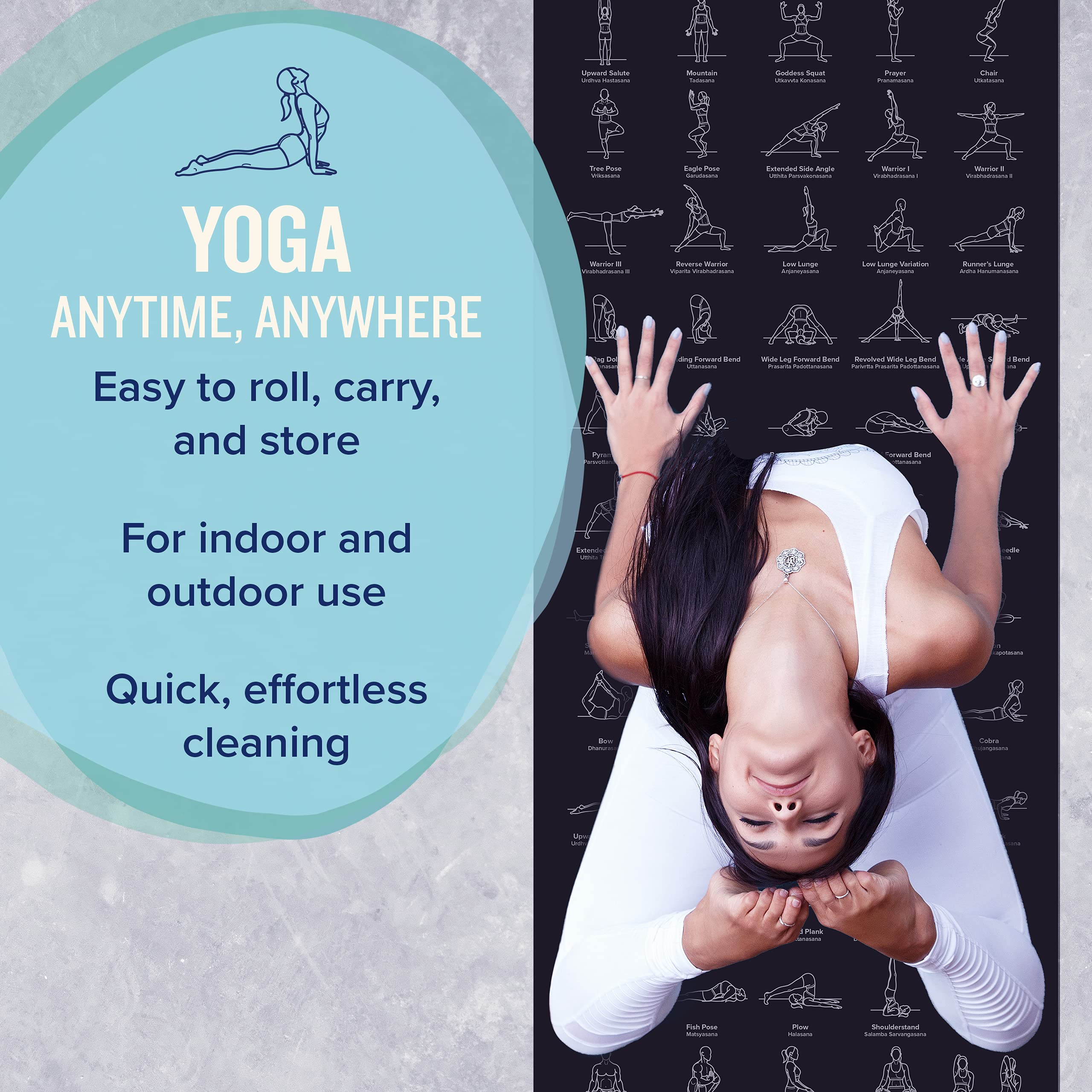 Newme Fitness Yoga Mat For Women And Men - Large, 5Mm Thick, 68 Inch Long, Non Slip Exercise Mats W/ 70 Printed Yoga Poses For P