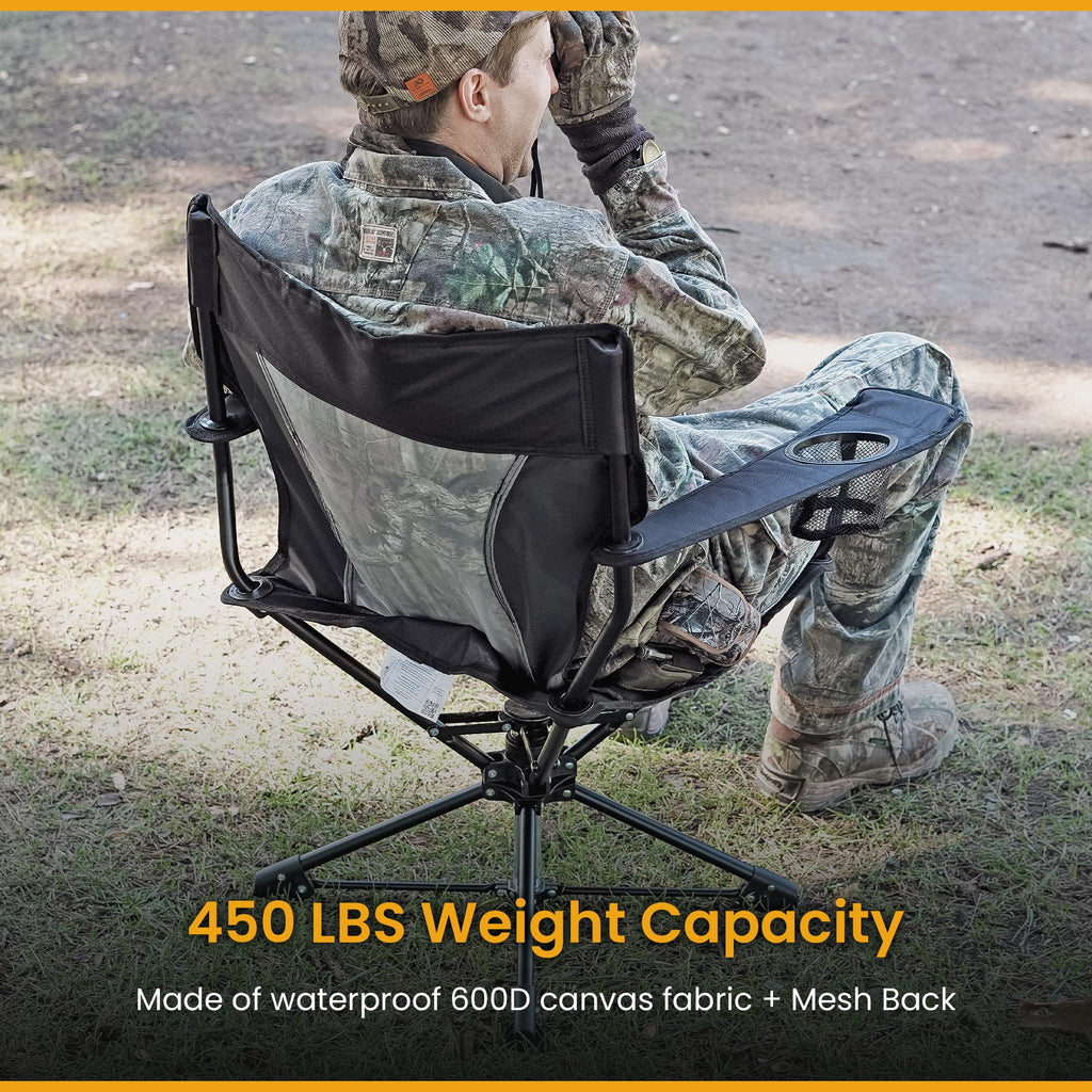 Arrowhead Outdoor 2-Pack 360 Swivel Hunting Chair Stool Seat, Perfect For Blinds, No Sink Feet, Supports Up To 450Lbs, Carrying