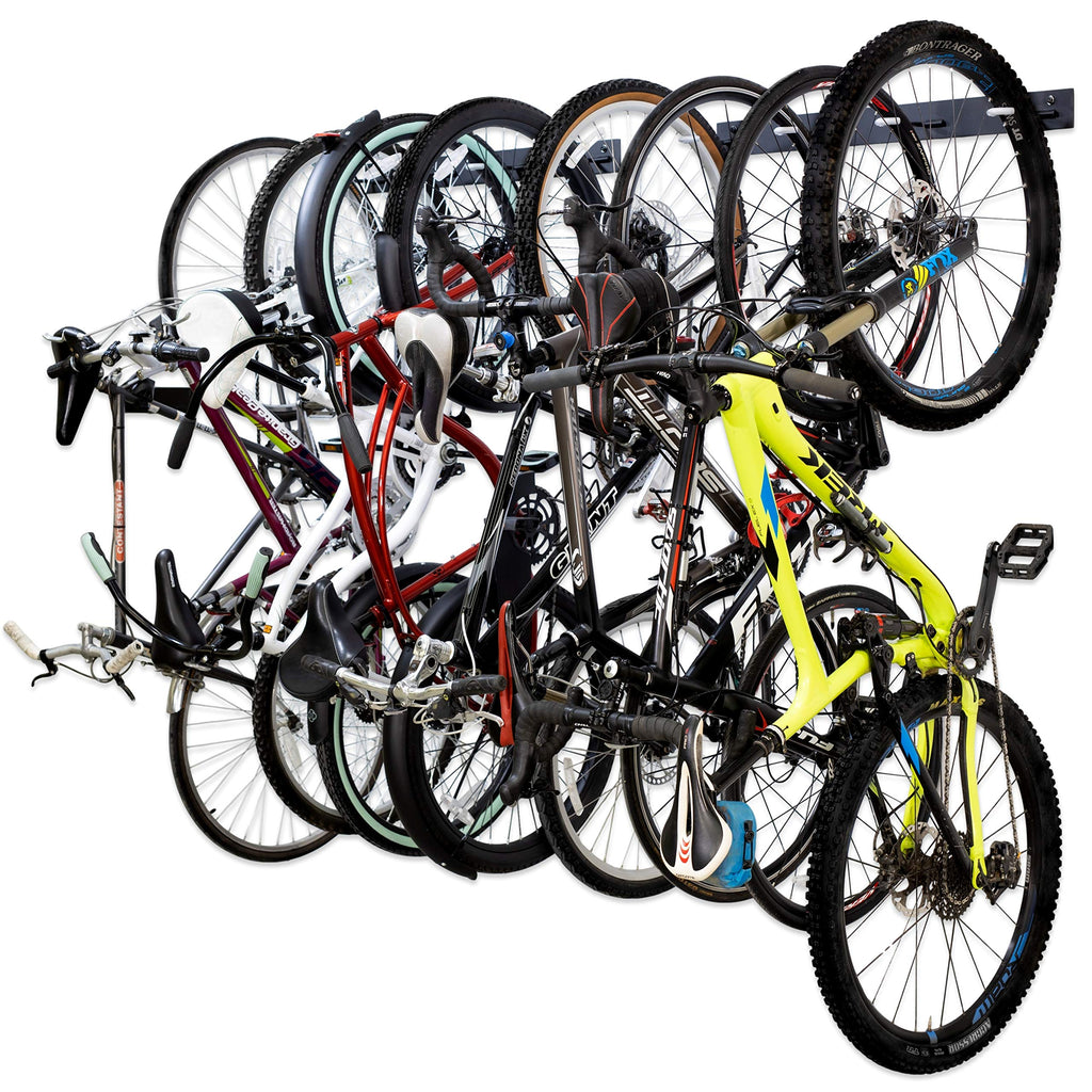 Storeyourboard Blat 8 Bike Wall Storage Rack, 2 Pack Bike Rack For Garage, Heavy Duty Powder Coated Industrial Steel, Wall Mount