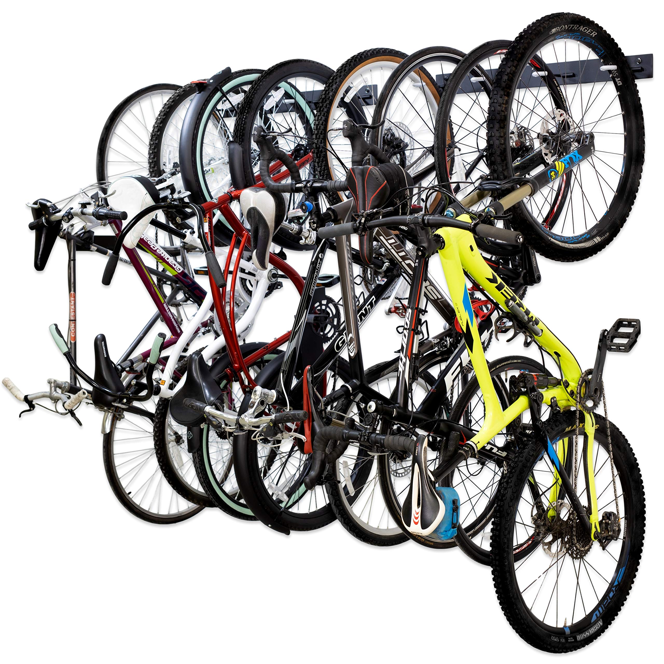 Storeyourboard Blat 8 Bike Wall Storage Rack, 2 Pack Bike Rack For Garage, Heavy Duty Powder Coated Industrial Steel, Wall Mount