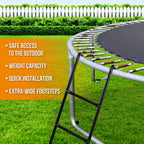 Serenelife Outdoor Trampoline Access Safety Ladder - 2 Step Weather Resistant Galvanized Steel Trampoline Climbing Ladder - For