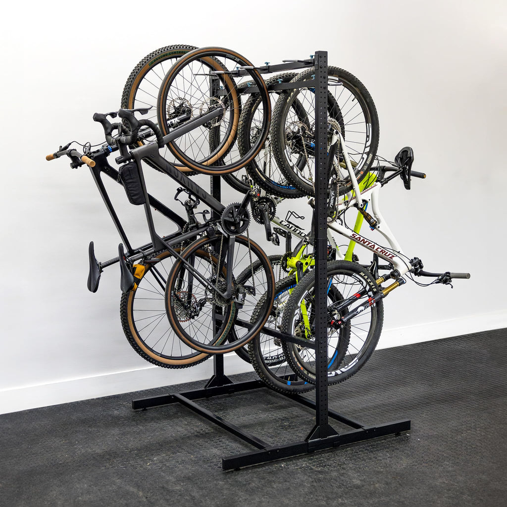 Storeyourboard Freestanding 8 Bike Storage Rack, 2-Sided Bicycle Organizer, Indoor Garage Floor Stand, Holds Mtb, Road, Kids, &