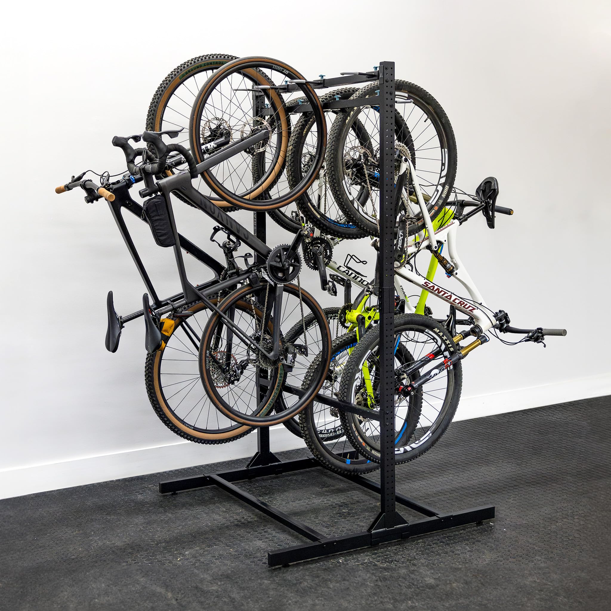 Storeyourboard Freestanding 8 Bike Storage Rack, 2-Sided Bicycle Organizer, Indoor Garage Floor Stand, Holds Mtb, Road, Kids, &