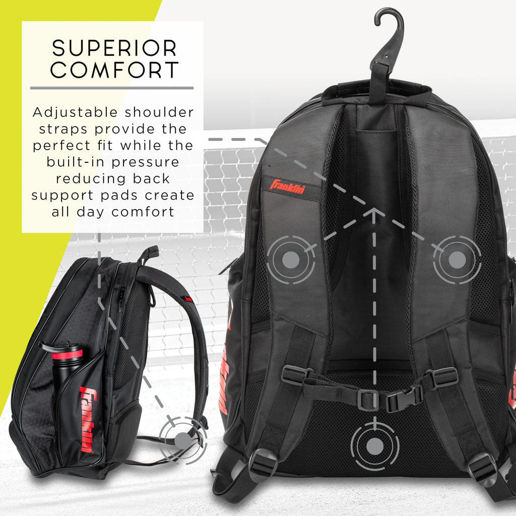 Franklin Sports Pickleball Bags - Deluxe Competition Pro Pickleball Backpack For Gear + Equipment - Pickleball Bag For Men + Wom