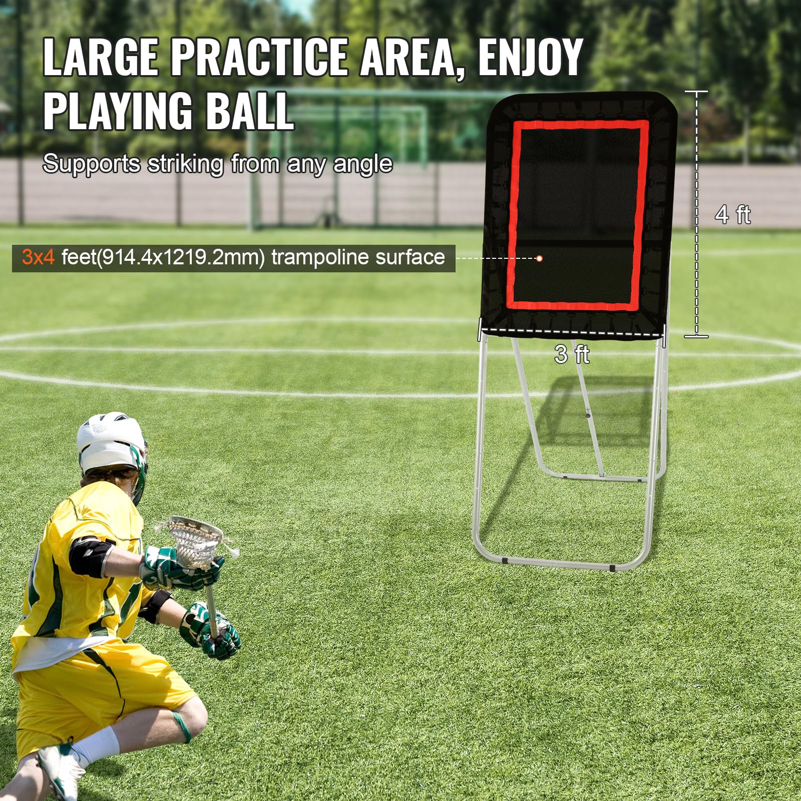Vevor Folding Lacrosse Rebounder For Backyard, 3X4 Ft Volleyball Bounce Back Net, Pitchback Throwback Baseball Softball Return T