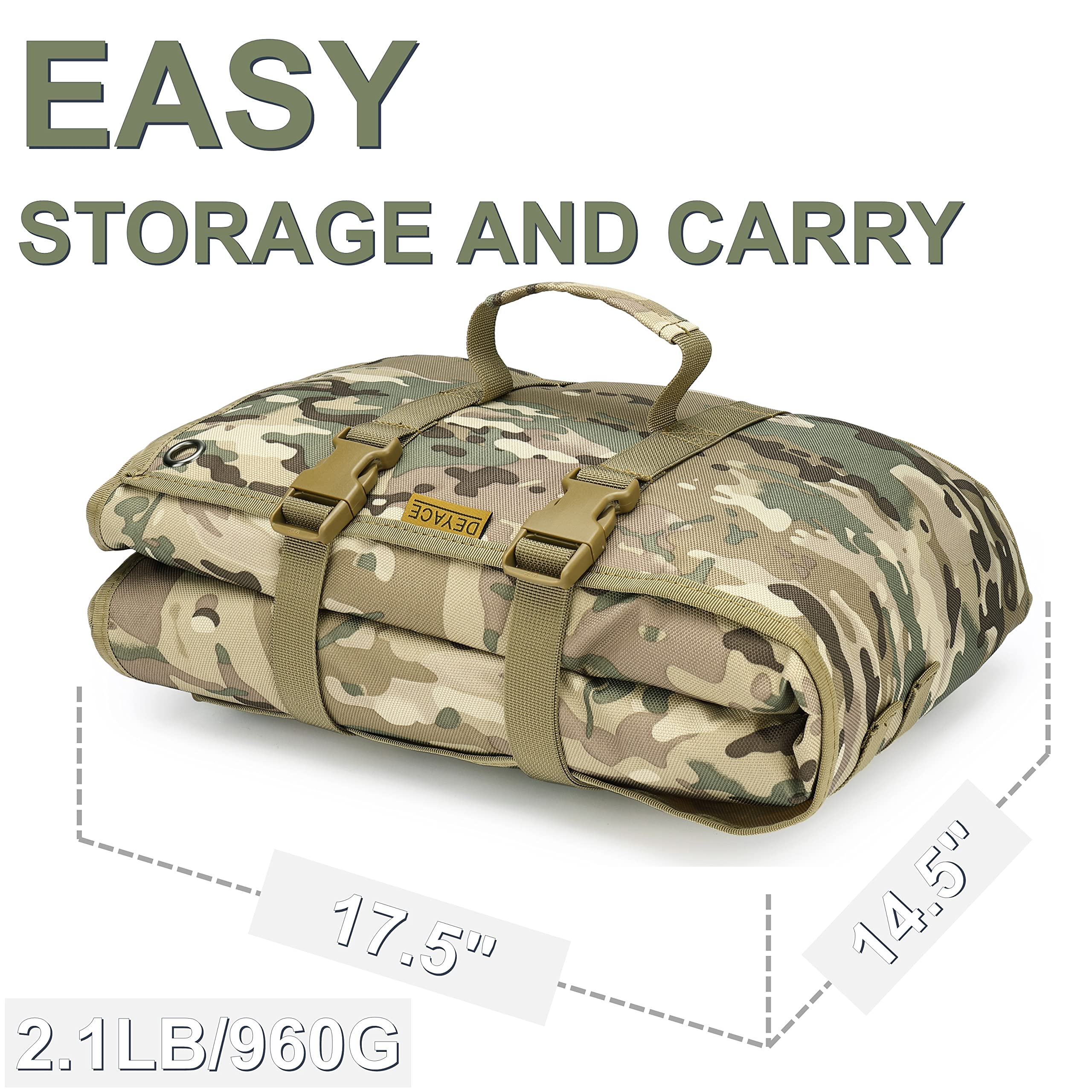 Deyace Shooting Mats Prone Padded, Extra Large Portable Roll Up Shooting Padded Mat For Range Shooting And Hunting (Green)