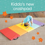 Hearthsong 5-Panel Colorful Rainbow Folding Kids Gymnastics Tumbling Mat For Active Play, With Carrying Handles, 77 Inches Long