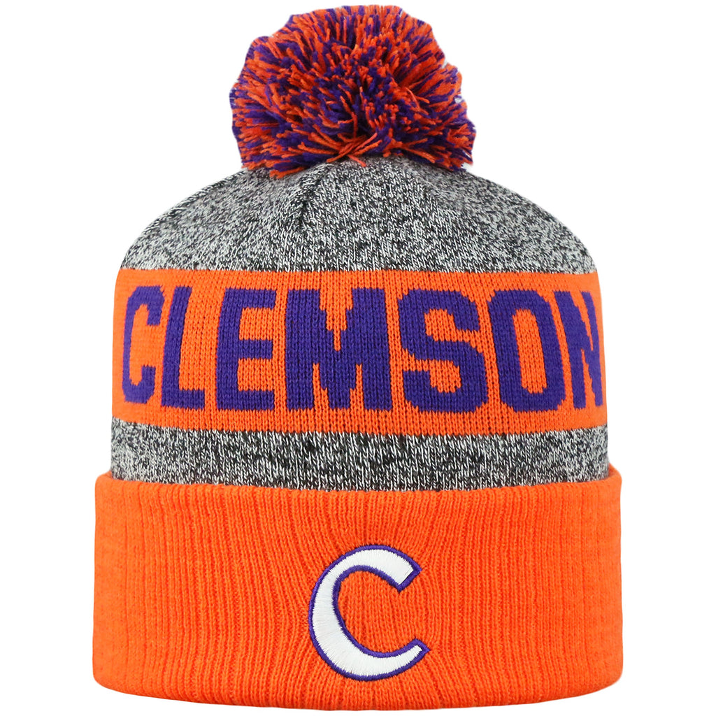 Top Of The World Ncaa Arctic Striped Cuffed Knit Pom Beanie Hat-Clemson Tigers