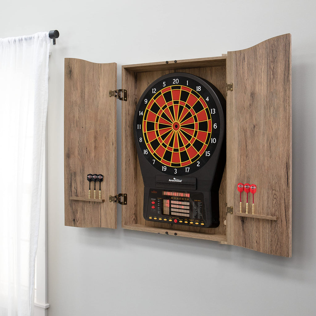 Dmi Sports Tan Cricketpro Dartboard Cabinet  Designed For Arachnid 15.5Cricketpro 900, 800, 750, 650 Electronic Dartboards  Does