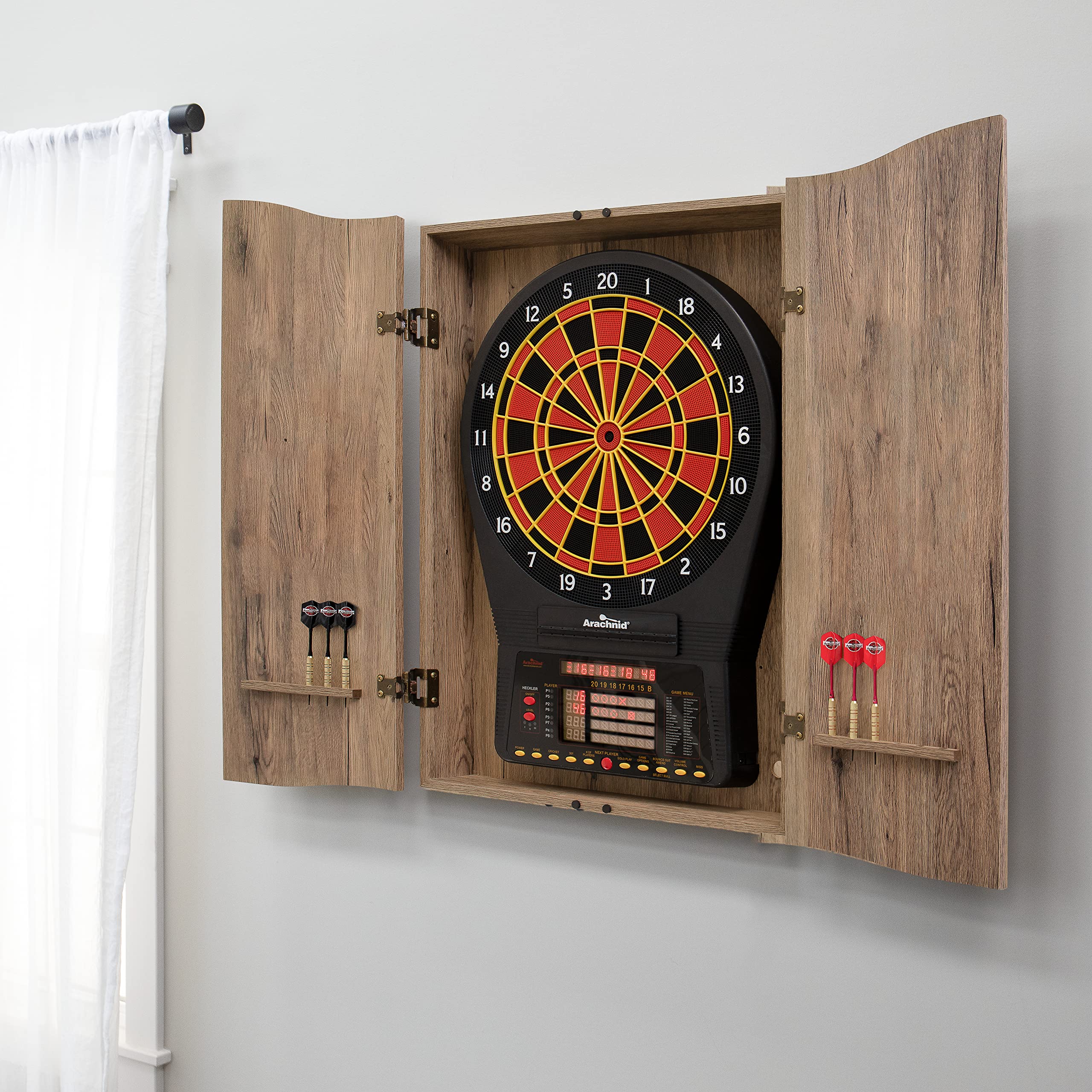 Dmi Sports Tan Cricketpro Dartboard Cabinet  Designed For Arachnid 15.5Cricketpro 900, 800, 750, 650 Electronic Dartboards  Does