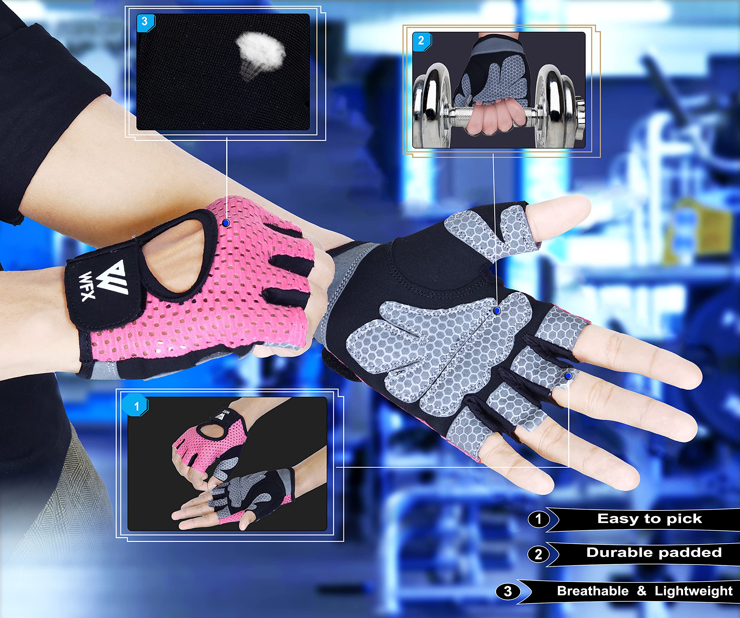 Wfx Weight Lifting Gloves For Men Women Gym Gloves With Wrist Wrap Support For Workout Exercise Fitness Training , Hanging, Pull