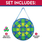 Franklin Sports Kids Tennis Ball Dartboard Game - Inflatable Dart Ball Game Set With (3) Self Stick Tennis Ball - Fun Indoor + O