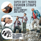 Foxelli Trekking Poles  2-Pc Pack Collapsible Lightweight Hiking Poles, Strong Aircraft Aluminum Adjustable Walking Sticks With