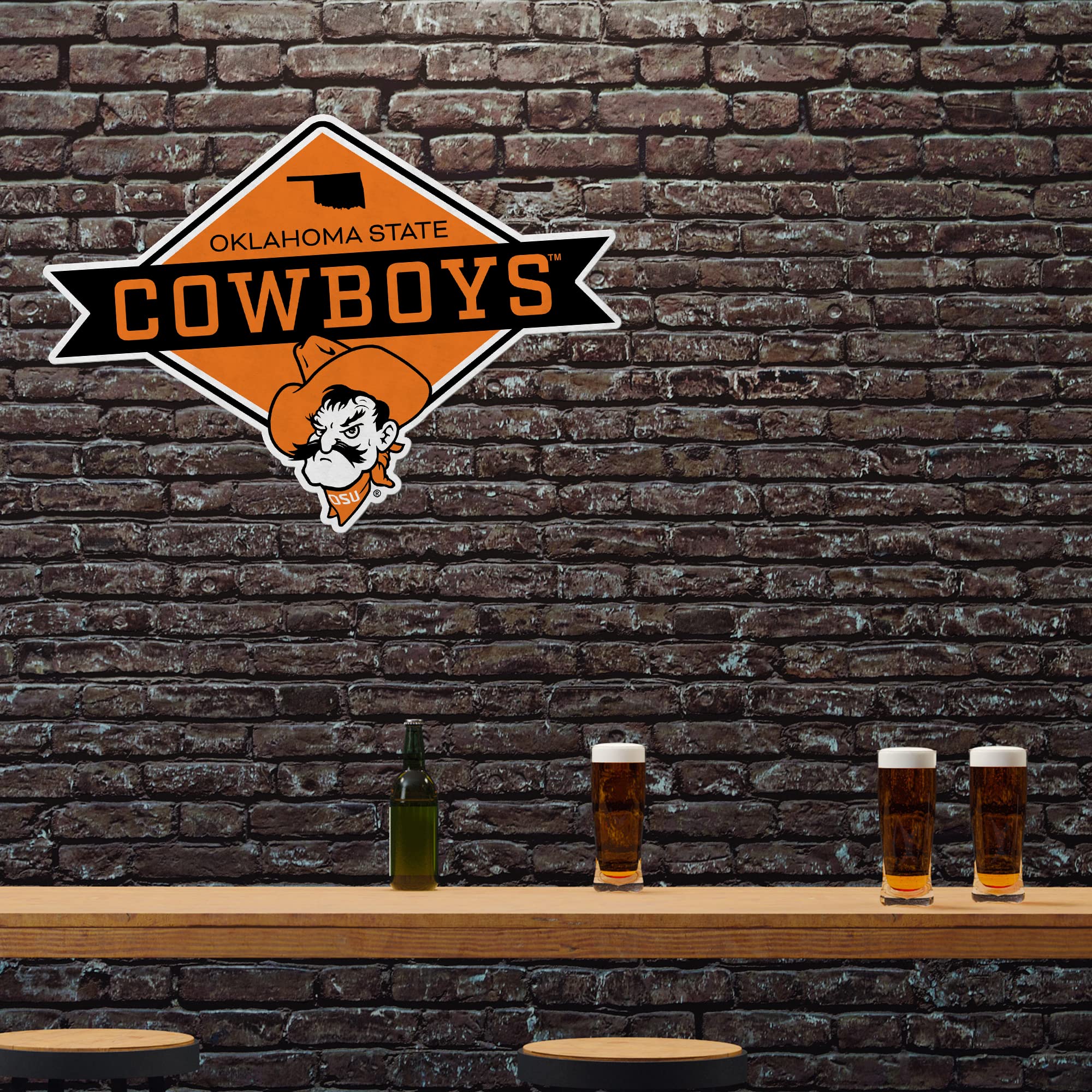 Rico Industries Ncaa Oklahoma State Cowboys Diamond Shape Cut Pennant - Home And Living Room D  Cor - Soft Felt Ez To Hang 20.5